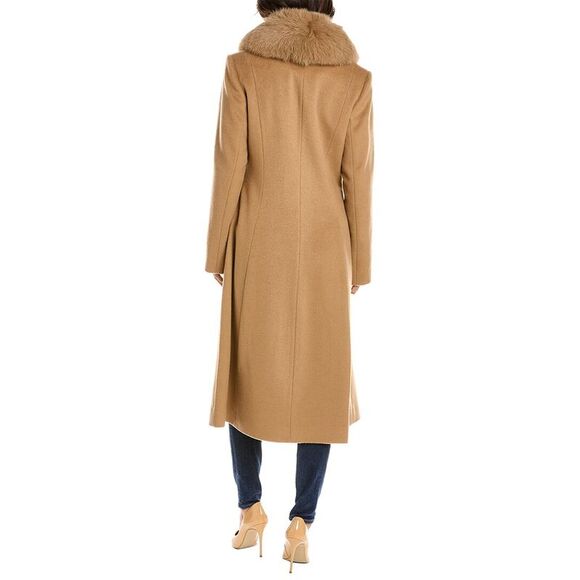 Sofiacashmere Womens  Oversized Collar Wool-Blend Coat, Brown - Picture 2 of 5